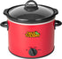 Taco Tuesday 4-Quart Fiesta Slow Cooker With Tempered Glass Lid, Cool-Touch Handles, Removable Round Ceramic Pot, Red