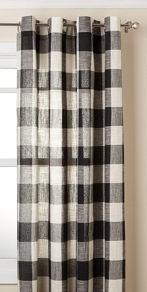 Lorraine Home Fashions 09570-63-00146 BLACK Courtyard Grommet Window Curtain Panel, Black, 53" X 63"