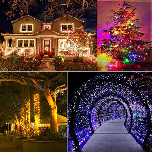 COLCOW 300 LED Color Changing Christmas String Lights Indoor Outdoor, 108ft Warm White Mixed Multicolor 11 Modes Fairy Lights, Connectable Waterproof Christmas Tree Lights with Timer Remote