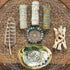 3 Sage Smudging Kit - White Sage, Blue Sage & Cedar | Smudge Kit with Abalone Shell, Stand, Instructions, Blessings & Blue Agate Bracelet (White, Blue & Cedar)