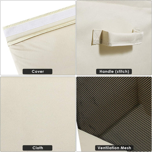 HOUSE AGAIN Double Laundry Hamper with Lid and Removable Laundry Bags, 160L, 2 Section Clothes Hamper with Handles for Bedroom, Bathroom, Laundry Sorting, Large Seperated Clothes Basket (Beige)