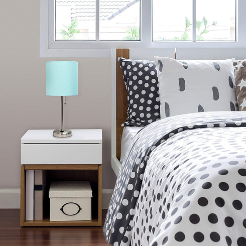 Limelights LT2024-AQU Stick Charging Outlet Table Lamp, Brushed Steel Base/Aqua Shade