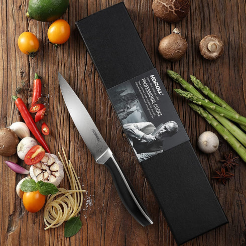 KONOLL Utility knife 5-Inch Paring knife Kitchen Fruit Knife High Carbon Steel Cutting Knife
