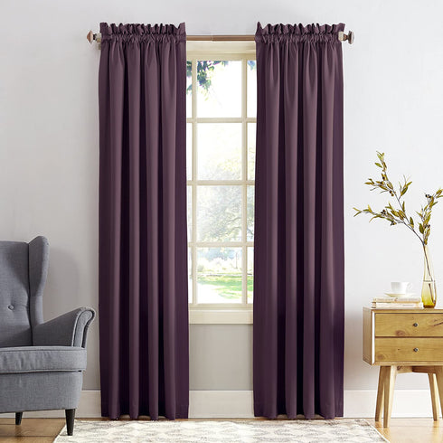 Sun Zero Barrow Energy Efficient Rod Pocket Curtain Single Panel, 54" x 108", Plum