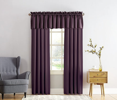 Sun Zero Barrow Energy Efficient Rod Pocket Curtain Single Panel, 54" x 108", Plum