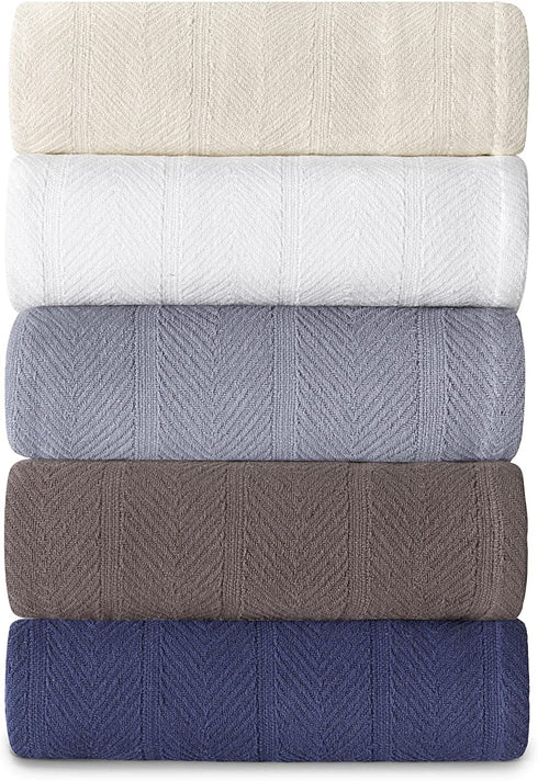 Eddie Bauer Home | Herringbone Collection Blanket-100% Cotton, Lightweight & Breathable, Machine Washable Easy Care, Twin, Chrome