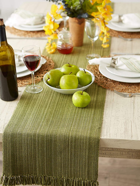 DII Variegated Tabletop Collection, Table Runner3x72, Olive Green