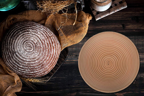 Banneton Bread Basket Sourdough Proofing Set Bread Bowl & Linen Liner Cloth + Lames Rattan Basket No Smell Bread Bag Included 10 Brotform for Homemade Bread