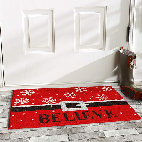 Calloway Mills 101811729 Believe Doormat, 17" x 29", Red/Black/White