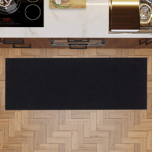 Ottomanson Ottohome Collection Rubberback Solid Design Runner Rug, 2'3" x 6', Black