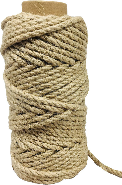 100 Feet 5mm Jute Twine, Heavy Duty Jute Rope, Natural Hemp Rope for DIY Arts Crafts, Gardening, Bundling?Home Decorating, Cat Scratching Post