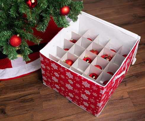 DII Holiday Storage Collection Zippered with Dividers, Ornament; Large, 16x16x13, Snowflake