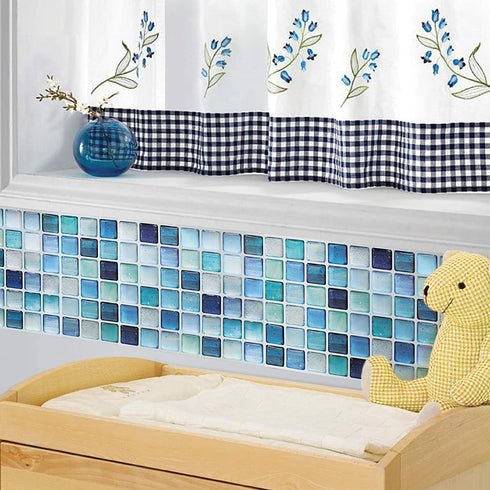 BEAUSTILE Decorative Tile Stickers Peel and Stick Backsplash Fire Retardant Tile Sheet (5pcs) (R ,N.Blue)