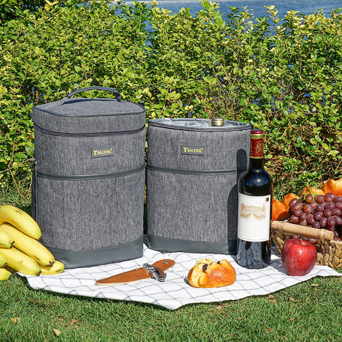 BALEINE 2 Bottle Wine Carrier - Insulated & Leakproof Wine Cooler Bag with Shoulder Strap for Picnic, Travel, BYOB Restaurant, Wine Gifts for Women (Ash Grey, 2 Bottle)