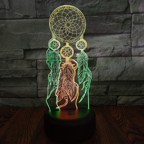 YAOFAR Dream Catcher Night Light LED 3D Illusion USB Dreamcatcher Lamp Present Birthday Gift for Baby Toddler Boy Girl Kid Mother Nursery Bedroom Room Decor (Dream)