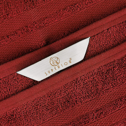 SUPERIOR Cotton Quick Drying 6-Piece Solid Towel Set, Washcloths 13 x 13, Hand Towels 16 x 30, Bath Towels 30 x 52, Maroon