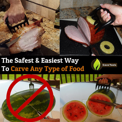 Cave Tools Meat Claws for Shredding Pulled Pork, Chicken, Turkey, and Beef- Handling & Carving Food - Barbecue Grill Accessories for Smoker, or Slow Cooker - Gun Metal