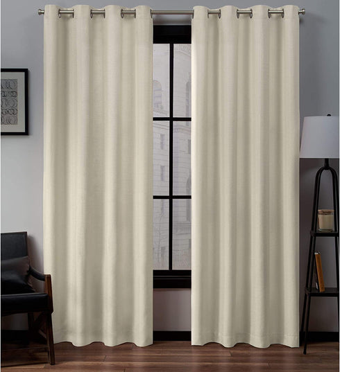 Exclusive Home Curtains EH8092-16-2108G Loha Linen Grommet Top Curtain Panel Pair, 54x108, Ivory, 2 Count