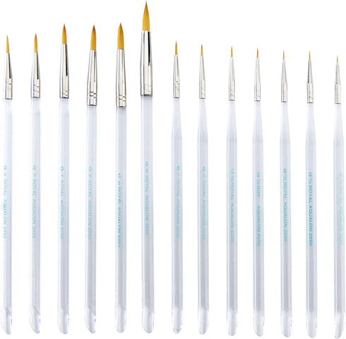 Aqualon Royal and Langnickel Short Handle Paint Brush Set, Round, 13-Piece