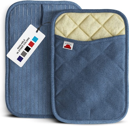 Big Red House Pot Holders for Kitchen Heat Resistant, Set of 2, Silicone Pot Holders for Kitchen and Baking, Blue Denim