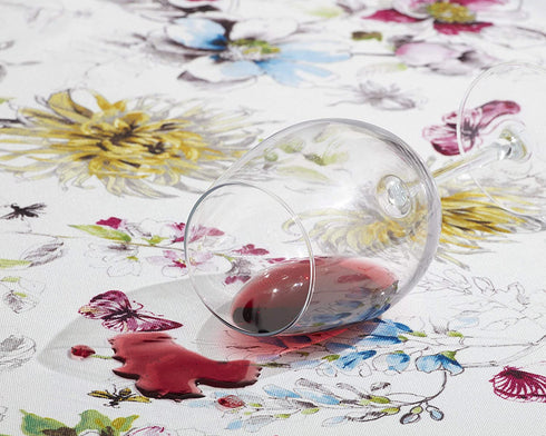 Benson Mills Indoor Outdoor Spillproof Fabric Tablecloth for Spring/Summer/Party/Picnic (Blooming Floral, 60" X 84" Rectangular)