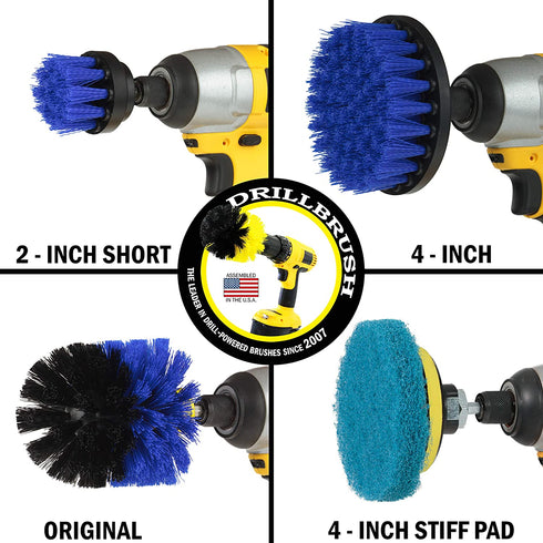 Drillbrush - Drill Brush Power Scrubber - Shower Scrub Brush - Cordless Tile Cleaner - Scrubber Cleaning Kit - Scrub Driver - Bathroom Cleaner Pads - Porcelain Sink Cleaner - Bathtub Stain Cleaner