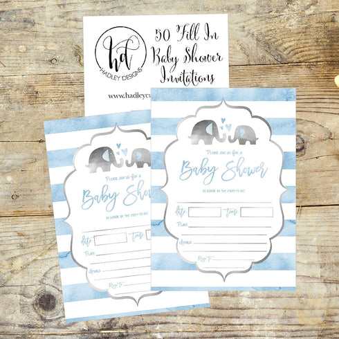 50 Fill in Baby Shower Invitations, Baby Shower Invitations Elephant, Jungle, Baby Shower Invites Boy, Baby Boy Shower Invitations, Baby Invitations, Neutral Baby Shower Invitations
