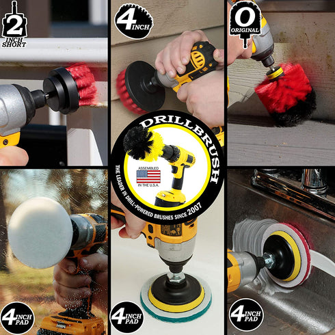 Drillbrush Scrub Brush - Drill Scrub Brush Attachment - Stone Cleaning - Deep Cleaning Brush - Ceramic Tile Cleaner Brush - Deck Scrub Brush - Drill Brush Pads - Rotary Drill Brush Cordless Scrubber