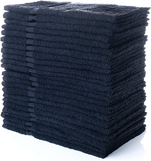 Simpli-Magic 79178 Cotton Hand Towels, 16"x27", 12 Pack, Black, Not Bleach Proof 12 Count
