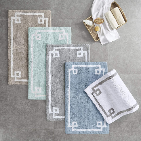 Evan Cotton Tufted Washable Bath Mat , Luxury Solid Bathroom Rugs , 20X30 inches , Grey