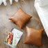 Homefeelzydys Throw Pillow Covers 18x18 Inch Set of 2, Faux Leather Accent Throw Pillow Cover 45x45 inch, Modern Country Farmhouse Style Pillowcase for Bedroom Living Room Sofa Brown Pillows