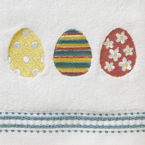 SKL Home Easter Egg Line Hand Towel Set, White