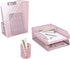 Annova Mesh Desk Organizer 4 Pieces Office Suppliers Desktop Organizer Set Desk Accessories - Letter / File Tray x 2, Magazine Rack / Upright Document Holder x 1, Pen Holder x 1 - Light Pink
