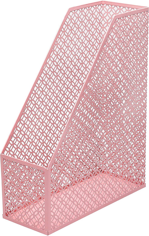 Annova Mesh Desk Organizer 4 Pieces Office Suppliers Desktop Organizer Set Desk Accessories - Letter / File Tray x 2, Magazine Rack / Upright Document Holder x 1, Pen Holder x 1 - Light Pink
