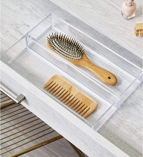 iDesign Clarity Drawer, Kitchen and Bathroom Organization Silverware, Spatulas, Gadgets, Large-Set of 2
