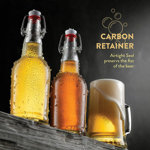 Glass Swing Top Beer Bottles - 16 Ounce (6 Pack) Grolsch Bottles, with Flip-top Airtight Lid, for Carbonated Drinks, Kombucha, 2nd Fermentation, Water Kefir, Clear Brewing Bottle.