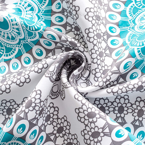 DriftAway Bella Medallion Pattern Room Darkening Rod Pocket Window Curtain Valance 52 Inch by 14 Inch Aqua and Gray