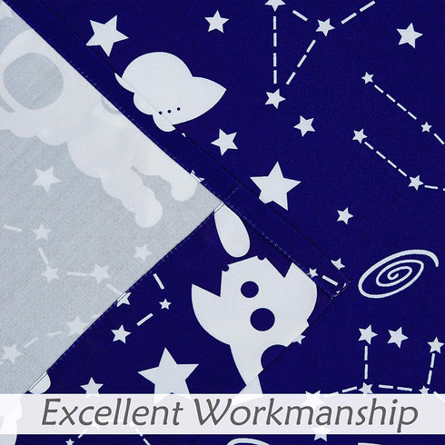 Central Park Room Darkening Window Curtains for Kids Bedroom Nursery Space Planet Theme 54 Inch Length with Grommets Window Drapes Printed Curtains for Living Room, 42" x 54"x2, Navy Blue