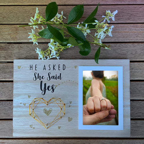 He Asked, She Said Yes Engagement Picture Frame , Engagement Gift For Couples Unique , Engaged Gifts For Her , Gifts For Newly Engaged Friend , Bride To Be Gifts For Her , Engagement Gifts For Women