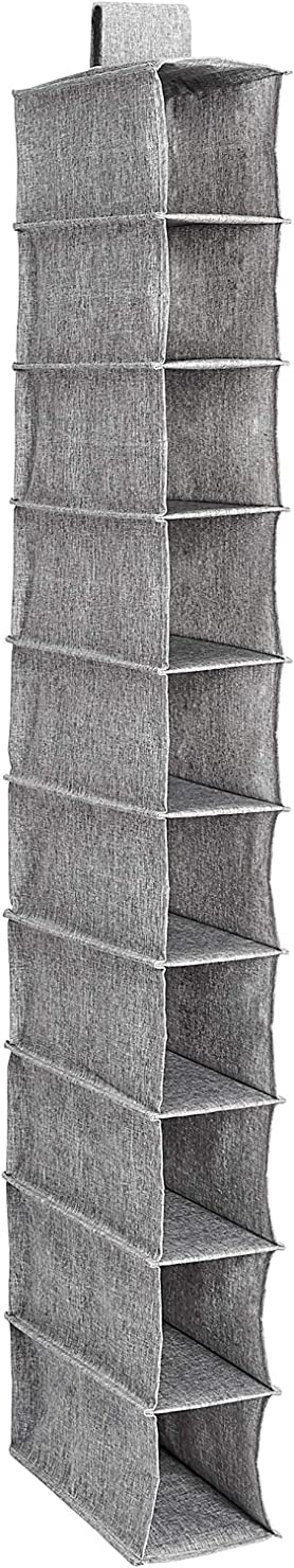 Amazon Basics Hanging Closet Shelf - 10-Tier, Heather Grey