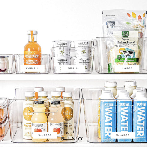 BINO | Plastic Storage Bins, Small - 4 Pack | The SOHO Collection | Multi-Use Organizer Bins | Built-in Handle | BPA-Free | Pantry Organization | Home Organization | Fridge Organizer | Freezer Org