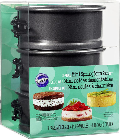 Wilton 4-Inch Mini Springform Pans for Mini Cheesecakes, Pizzas and Quiches, 3-Piece Set, Steel