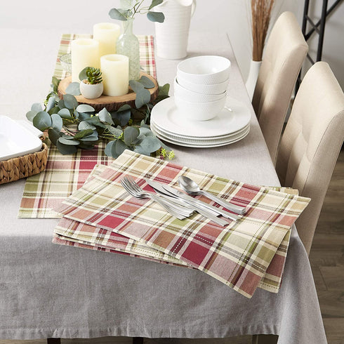 DII Fall Basics Collection 100% Cotton, Machine Washable, Tabletop, Table Runner, 13x72, Homespun Plaid