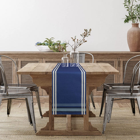 Table Runners 72 inches Long French Stripe Blue Table Linens Non-Slip Runner for Kitchen Dining, Coffee or Decoration of Indoor and Outdoor Family Gatherings and Farmhouse Table Scarf D©cor ?Blue?