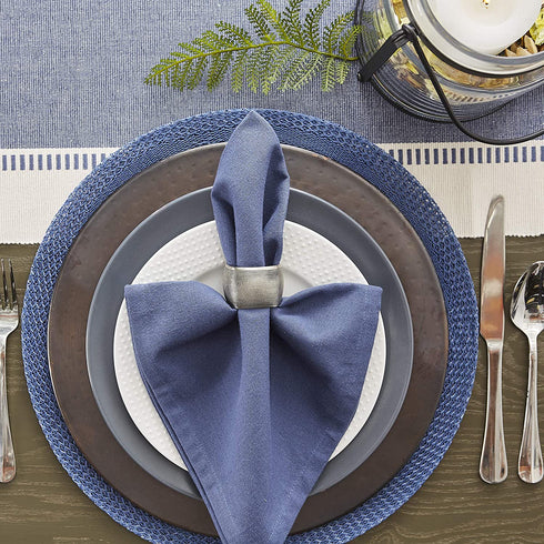 DII Dobby Stripe Woven Table Runner, 13x108-inch, French Blue