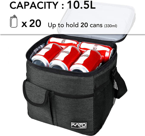 Large Insulated Lunch Bag for Women Men, 10L Leakproof Thermal Reusable Lunch Box for Adult & Kids, Tall Meal Prep Lunch Cooler Tote with 4 Pockets for Office Work by Tirrinia, Black
