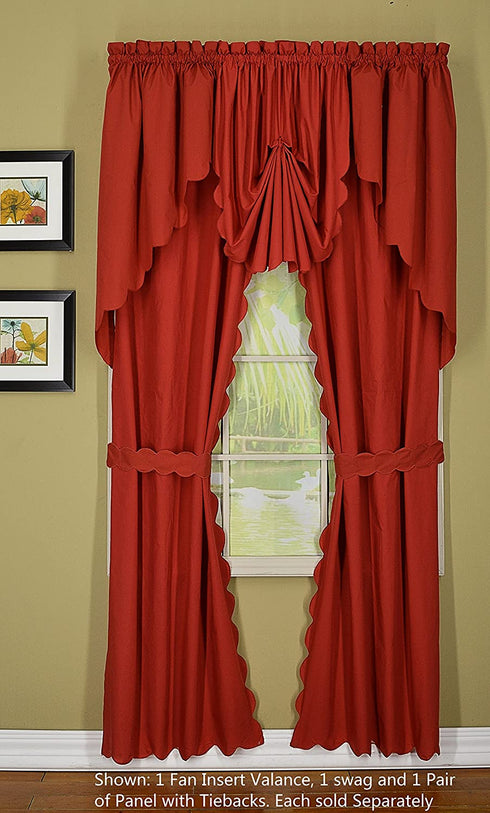 Today's Curtain Orleans 38" Swag Pair Tambour Scallop Edge Curtain, Brick Red, 60 in x (W x L)