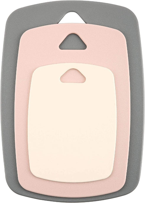 Plastic Cutting Boards for Kitchen Set of 3 with Non-Slip ?Excluding BPA ?Easy To Clean , Dishwasher Safe Chopping Board , Multiple Sizes(Pink)