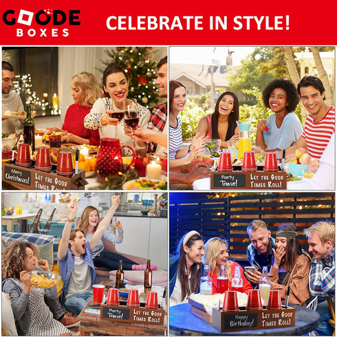 GoodE Boxes Triple Solo Cup Holder with Bottle Opener and Marker Slot