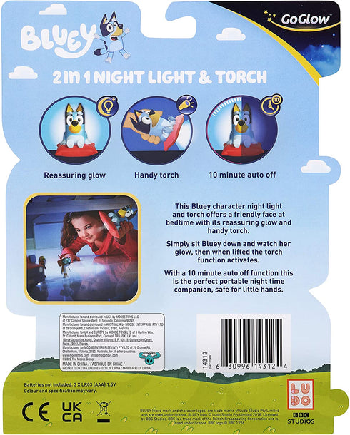 Bluey 2 in 1 Bedtime Night Light and Handy Flashlight - LED Night Light with Auto-Off Timer